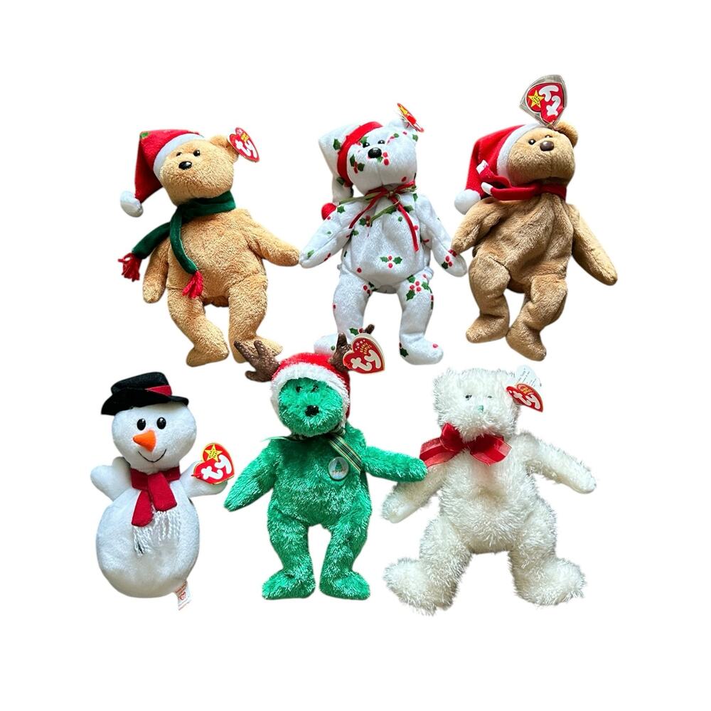 Vintage Ty Beanie Babies Christmas Collection- 1997-2004 Holiday Bears,Snowman